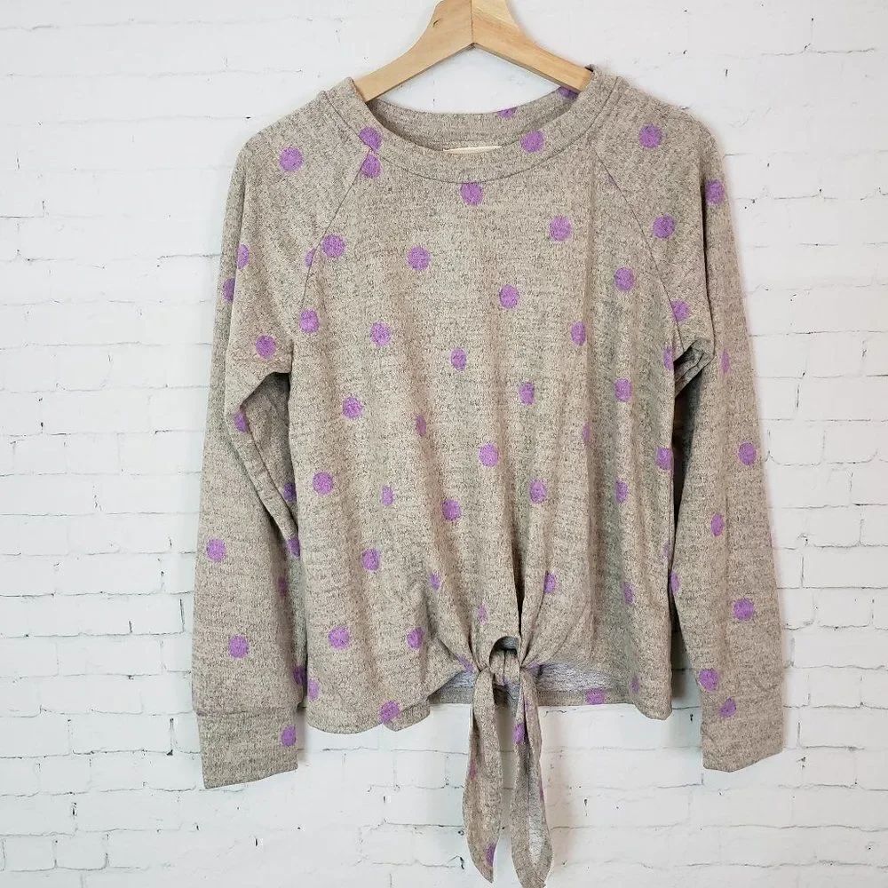 New MINE Boutique Sweater Size S Polka Dot Tie Up
